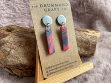 Load image into Gallery viewer, Coral and purple rectangular drops