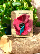 Load image into Gallery viewer, Remembrance Poppy Brooch textured and marbled