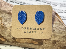 Load image into Gallery viewer, Royal blue leaf studs