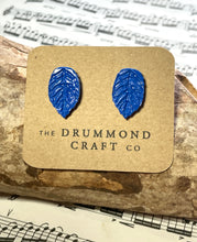 Load image into Gallery viewer, Royal blue leaf studs