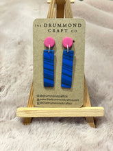 Load image into Gallery viewer, Fuchsia pink and blue striped drops