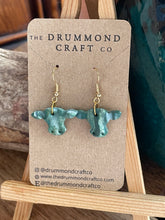 Load image into Gallery viewer, Dark green cow earrings