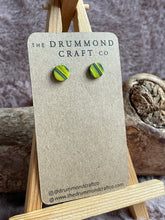 Load image into Gallery viewer, Yellow and navy stripe studs