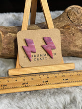 Load image into Gallery viewer, Pink lightening bolt studs