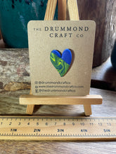 Load image into Gallery viewer, SUPPORT UKRAINE funky heart pin brooch