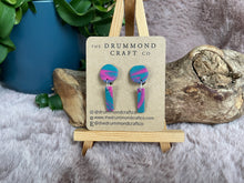 Load image into Gallery viewer, Pink and seagreen clip-on drop earrings