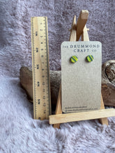 Load image into Gallery viewer, Yellow and navy stripe studs