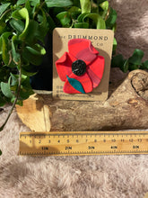 Load image into Gallery viewer, Remembrance Poppy Brooch bright marbled