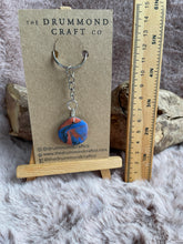Load image into Gallery viewer, Orange and blue marbled “no waste” keyring