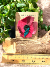 Load image into Gallery viewer, Remembrance Poppy Brooch textured and marbled