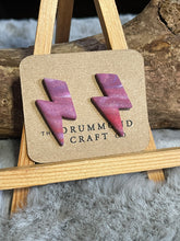 Load image into Gallery viewer, Pink lightening bolt studs