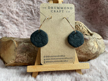 Load image into Gallery viewer, Textured black animal print gold hoops