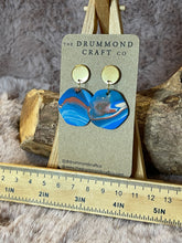 Load image into Gallery viewer, Blue/terracotta swirl on gold drops