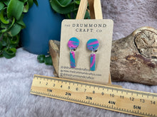 Load image into Gallery viewer, Pink and seagreen clip-on drop earrings