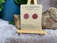 Load image into Gallery viewer, Dark red sparkle clip-on earrings