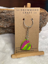 Load image into Gallery viewer, Pink/green “no waste” heart keyring