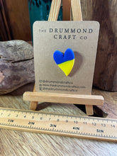 Load image into Gallery viewer, SUPPORT UKRAINE heart pin brooch