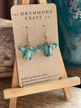 Load image into Gallery viewer, Dark green cow earrings