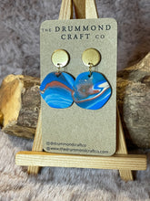 Load image into Gallery viewer, Blue/terracotta swirl on gold drops
