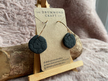 Load image into Gallery viewer, Textured black animal print gold hoops