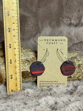 Load image into Gallery viewer, Dark sparkle hoops with red marbling hoops
