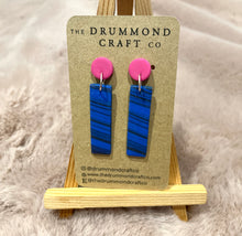 Load image into Gallery viewer, Fuchsia pink and blue striped drops