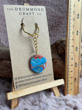 Load image into Gallery viewer, Turquoise on rust orange “no waste” keyring (gold)
