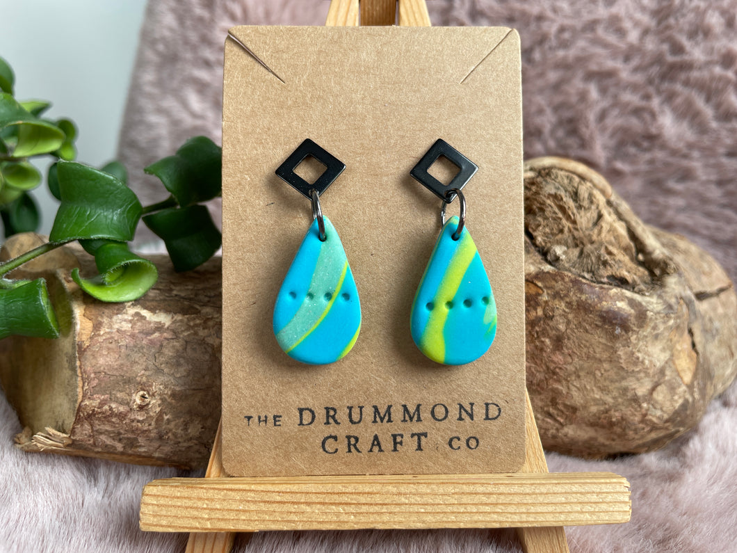 Funky blue/yellow earrings