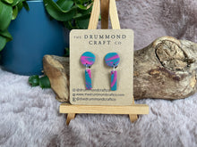 Load image into Gallery viewer, Pink and seagreen clip-on drop earrings
