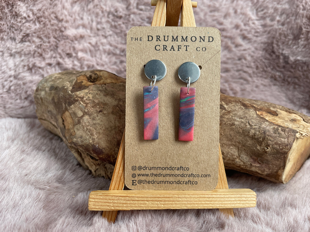 Coral and purple rectangular drops