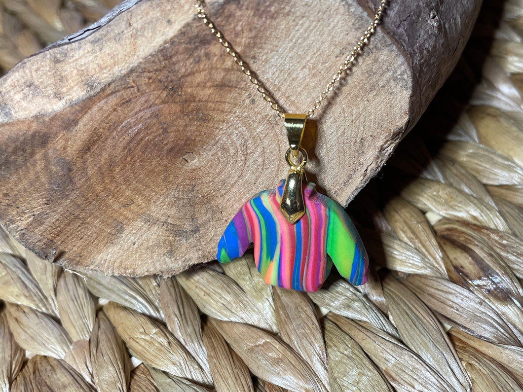 Multicoloured jumper pendant necklace