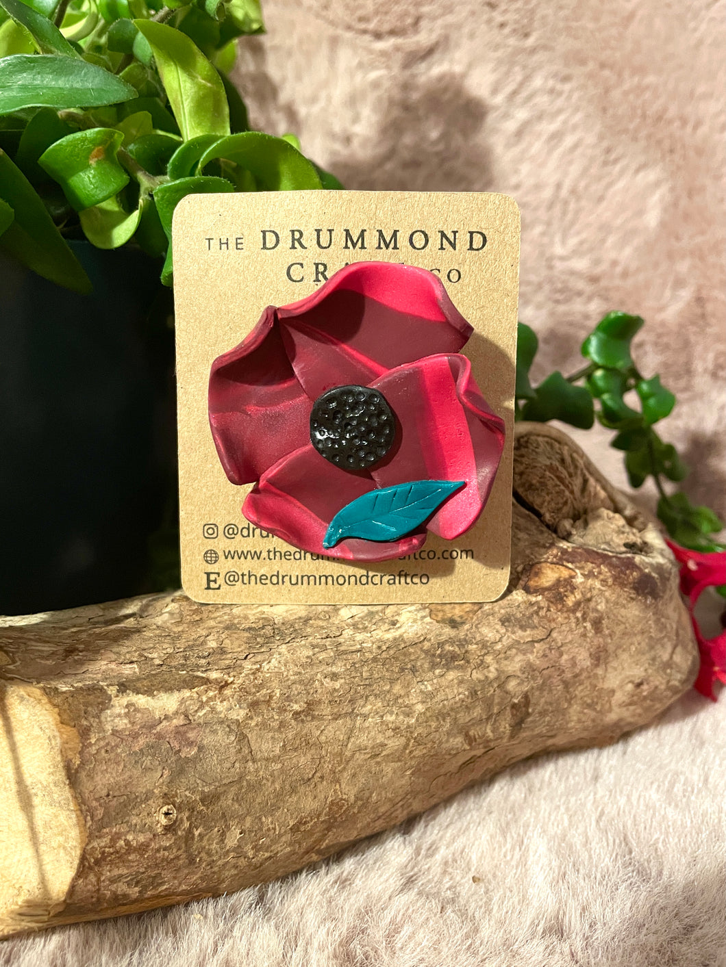Remembrance Poppy Brooch marbled mix